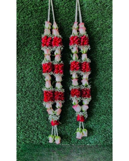 Red Rose Petals And Peach Roses Varmala